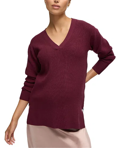 Ingrid & Isabel V Neck Side Zip Maternity Sweater In Burgundy