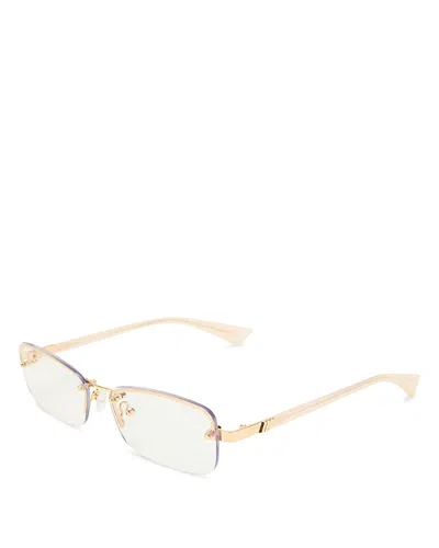 Le Specs Enigmatic Rectangle Blue Light Glasses, 58mm In Gold