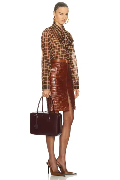 Saint Laurent Grape Leather Sac De Jour Handbag In Burgundy