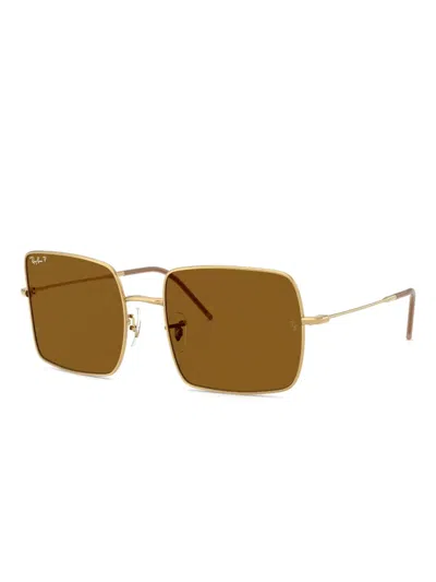Ray Ban Square 1971 Reverse Sunglasses Arista Gold Frame Brown Lenses Polarized 56-19 In Brown