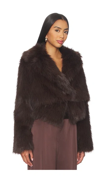 The Sei Faux Fur Bomber Jacket In Brown