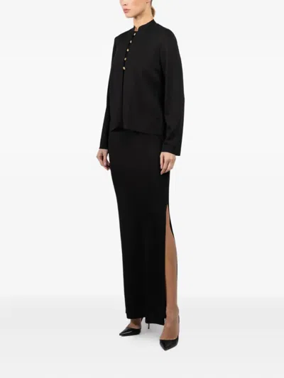 La Galpa Mandarin-collar Blouse In Black