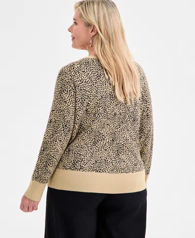 Jm Collection Plus Size V-neck Button-front Cardigan, Macy's Exclusive In Neutral