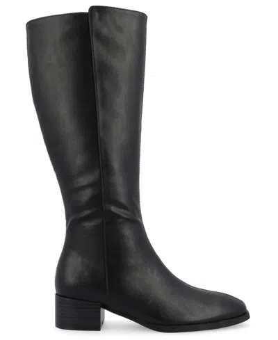 Journee Collection Womens Devri Stacked Heel Dress Boots In Black