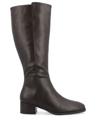 Journee Collection Womens Extra Wide Calf Stacked Heel Dress Boots In Brown