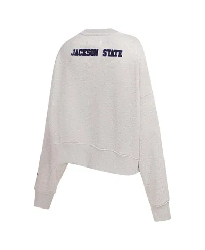 Pro Standard Women's Ash Jackson State Tigers Classic 3-hit Pullover Sweatshirt In White
