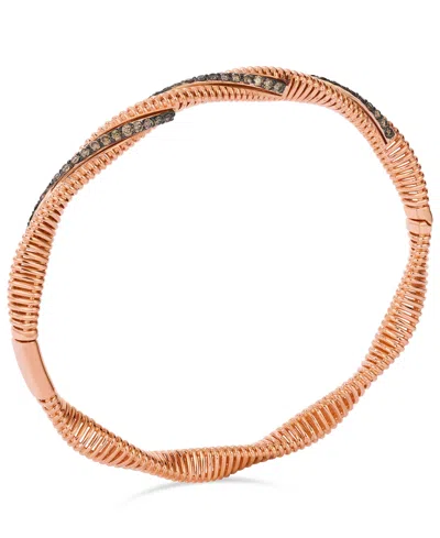 Le Vian Chocolatier Chocolate Diamond Bangle Bracelet In 14k Rose & White Gold In Gold