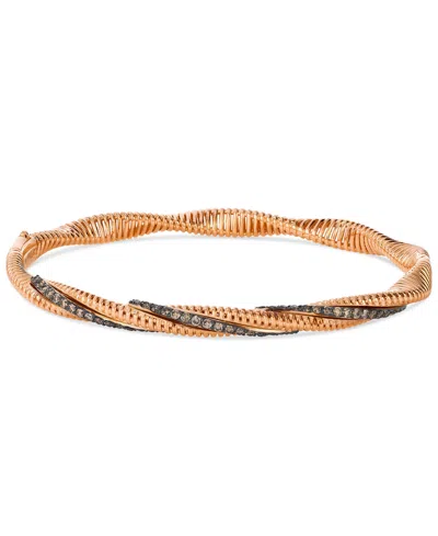 Le Vian Chocolatier Chocolate Diamond Bangle Bracelet In 14k Rose & White Gold In Gold