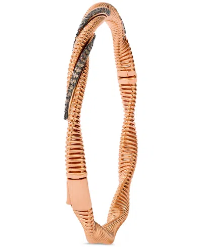 Le Vian Chocolatier Chocolate Diamond Bangle Bracelet In 14k Rose & White Gold In Gold