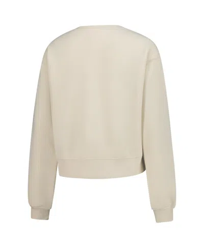 Zoozatz Women's Sand Wisconsin Badgers Cropped Crewneck Sweatshirt In Multi