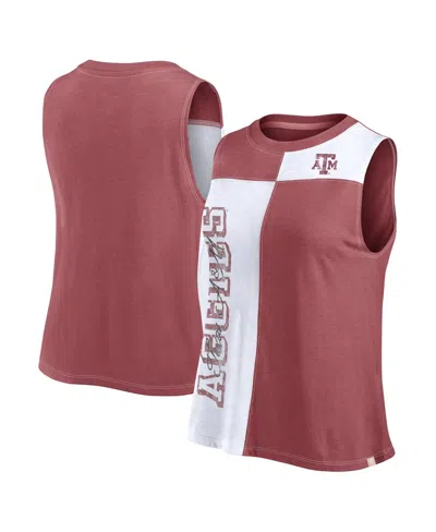 Fanatics Women's Maroon/white Texas A M Aggies Color Block High Neck Tank Top In Multi