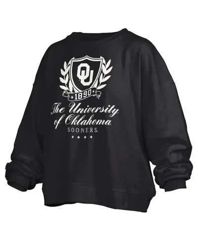 Pressbox Women's Black Oklahoma Sooners Big Aug Script Janice Oversized Pullover Sweatshirt In Black