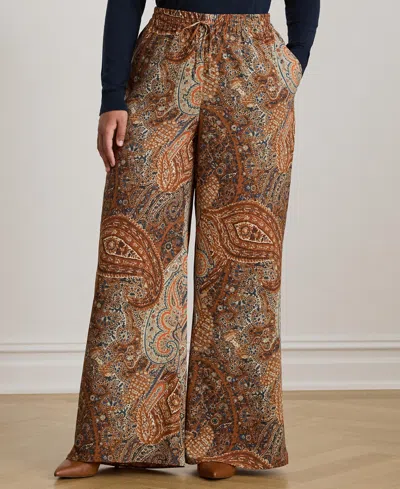 Ralph Lauren Petite Paisley Crepe Wide-leg Pant In Multi
