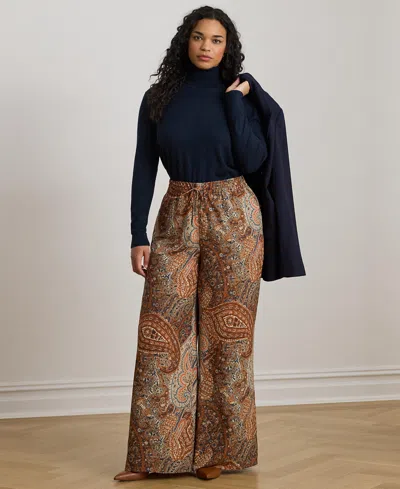 Ralph Lauren Petite Paisley Crepe Wide-leg Pant In Multi
