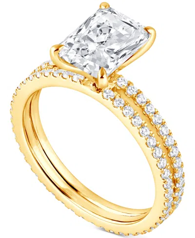 Badgley Mischka Certified Lab Grown Diamond Radiant Bridal Set (3 Ct. T.w.) In 14k Gold In Gold