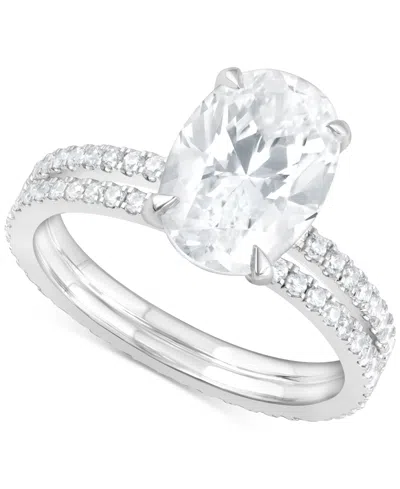Badgley Mischka Certified Lab Grown Diamond Oval Bridal Set (3 Ct. T.w.) In 14k Gold In Metallic