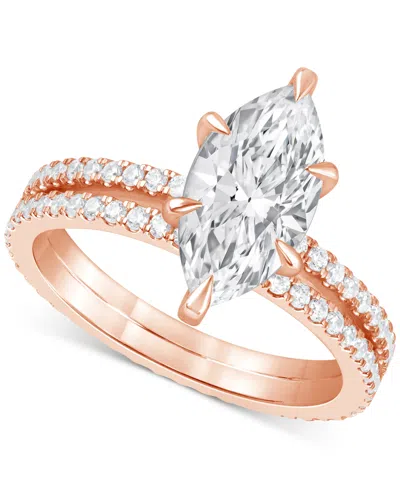 Badgley Mischka Certified Lab Grown Diamond Marquise Bridal Set (3 Ct. T.w.) In 14k Gold In Gold