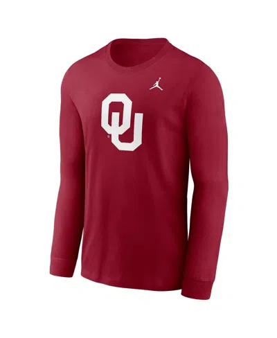 Jordan Men's Crimson Oklahoma Sooners Primary Logo Long Sleeve T-shirt In Burgundy