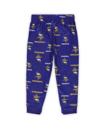 Outerstuff Toddler Purple Minnesota Vikings All-over-print Long Sleeve T-shirt And Pants Sleep Set In Blue