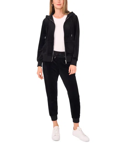 Vince Camuto Womens Pocket Knit Zip Hoodie In Black