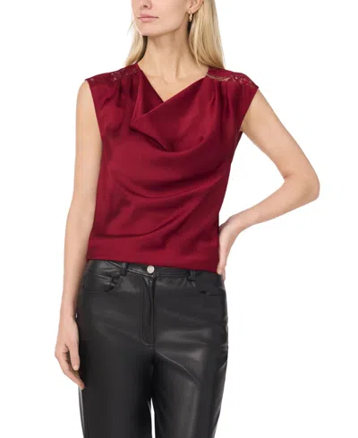 Vince Camuto Deep Drape Tank Top In Burgundy