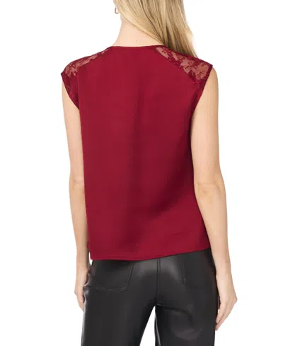 Vince Camuto Deep Drape Tank Top In Burgundy