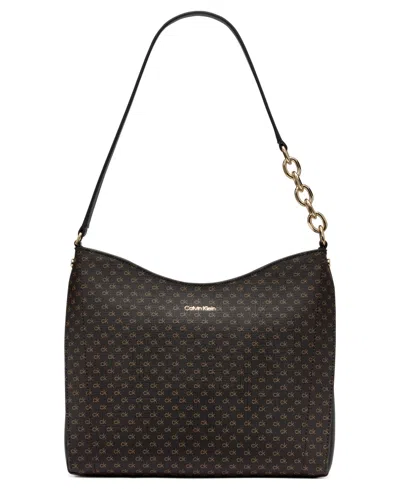 Calvin Klein Women's Nova Top Zipper Mini Signature Chain Shoulder Bag In Black
