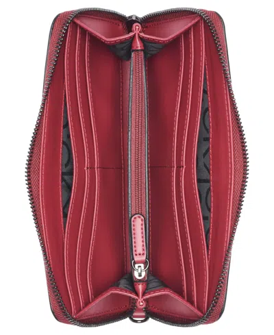 Calvin Klein Women's Moon Signature Embossed Boxed Wallet In Burgundy