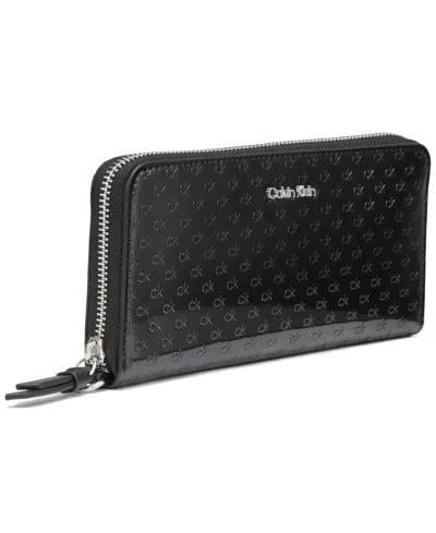 Calvin Klein Women's Moon Signature Embossed Boxed Wallet In Black