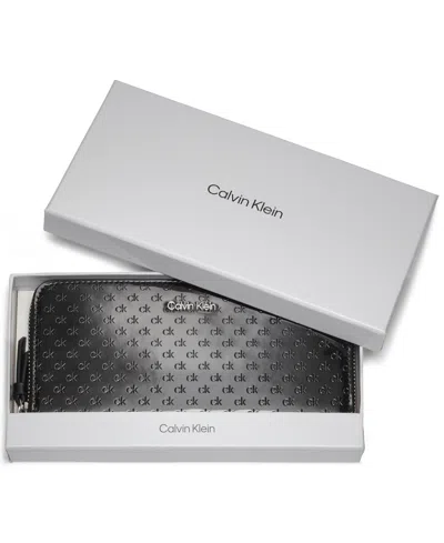 Calvin Klein Women's Moon Signature Embossed Boxed Wallet In Black