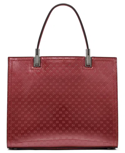 Calvin Klein Women's Verne Signature Embossed Convertible Satchel With Charm In Red