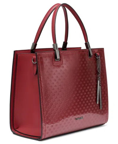 Calvin Klein Women's Verne Signature Embossed Convertible Satchel With Charm In Red