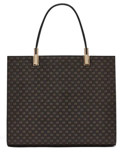 Calvin Klein Women's Verne Mini Signature Convertible Satchel With Charm In Brown