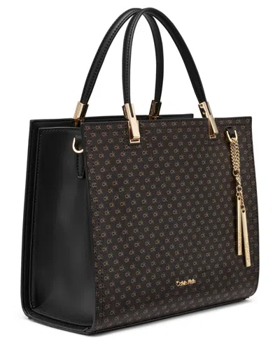 Calvin Klein Women's Verne Mini Signature Convertible Satchel With Charm In Brown