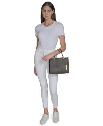 Calvin Klein Women's Verne Mini Signature Convertible Satchel With Charm In Brown