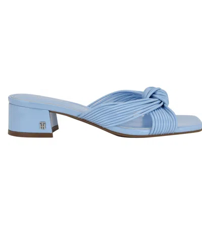 Tommy Hilfiger Women's Philie Knotted Crisscross Block Heel Sandals In Blue