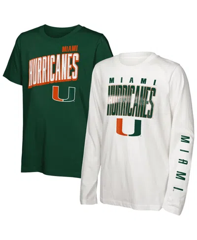 Outerstuff Big Boys And Girls Miami Hurricanes In The Mix T-shirt Combo Set In Green