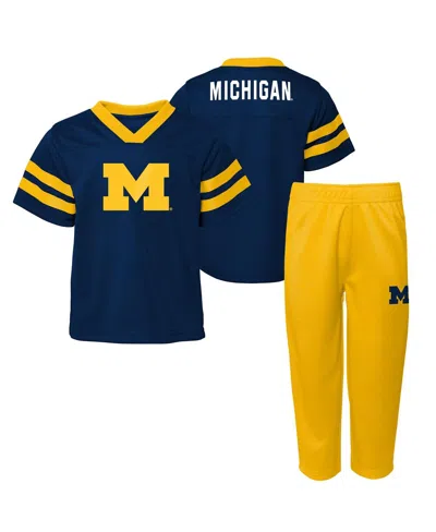 Outerstuff Toddler 2-piece Navy/maize Michigan Wolverines Red Zone Two-piece V-neck Top And Pants Set In Multi