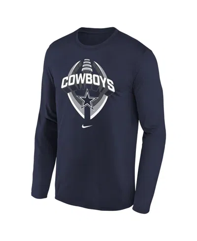 Nike Big Boys And Girls Navy Dallas Cowboys Primetime Legend Iconâ Long Sleeve Performance T-shirt In Blue