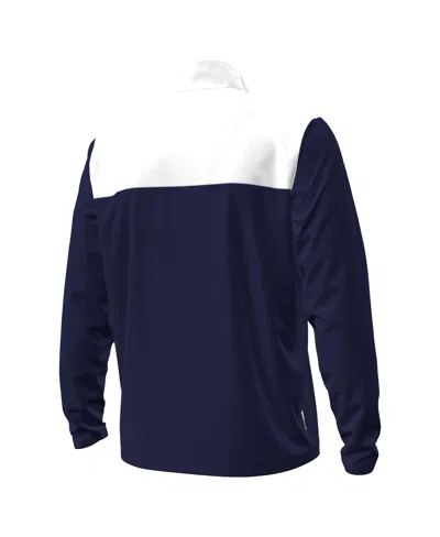 Under Armour Men's Navy/white Notre Dame Fighting Irish Green Blocked Quarter-zip Pullover In Blue
