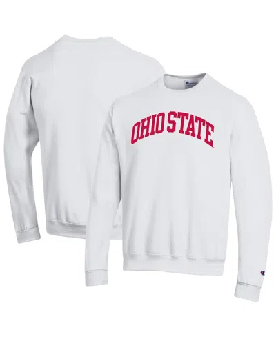 Champion Men's White Ohio State Buckeyes Basic Arch Fleece Pullover Sweatshirt In White