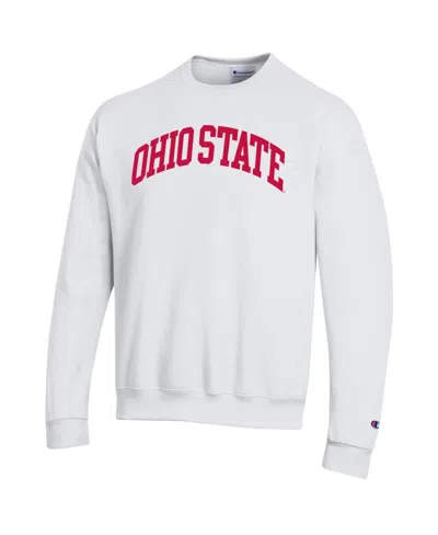 Champion Men's White Ohio State Buckeyes Basic Arch Fleece Pullover Sweatshirt In White
