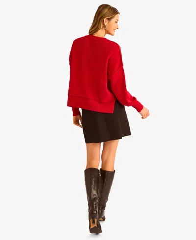 1.state Women's Long Sleeve Drop Shoulder Sweater In Red