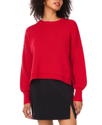 1.state Women's Long Sleeve Drop Shoulder Sweater In Red
