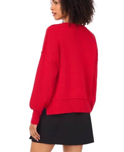 1.state Women's Long Sleeve Drop Shoulder Sweater In Red