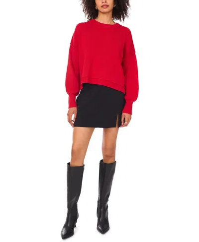 1.state Women's Long Sleeve Drop Shoulder Sweater In Red