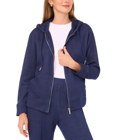 Vince Camuto Women's Knit Zip-front Hoodie Jacket In Purple