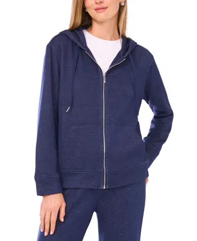Vince Camuto Women's Knit Zip-front Hoodie Jacket In Purple