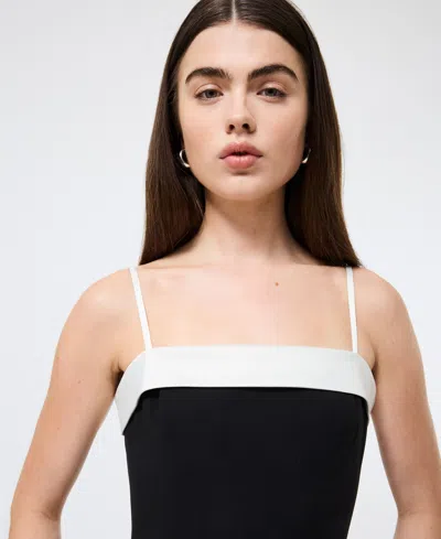 French Connection Azra Twill Carey Foldover Dress In Black
