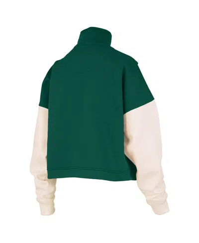 Pressbox Women's Green Miami Hurricanes Ferrara Color Block Quarter-zip Sweatshirt In Green